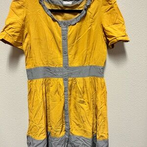 Anthropologie Yellow and Gray Tulle Dress